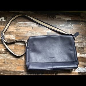 Coach Navy Leather Laptop Bag